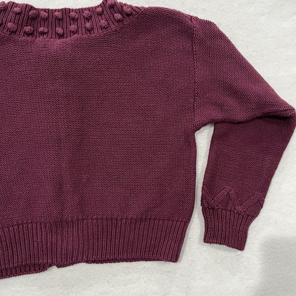 Firo Vintage 90s Chunky Textured Knit Button Front Cardigan Purple Cropped - Picture 8 of 13